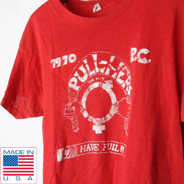 1970年 USA製 黒タグ hp ヒューレットパッカード PC Tシャツ L 赤系 アドバタイジング 企業物 アーカイブ ビンテージ D24【中古】【古着】【メンズ】【通販】【BTSL】