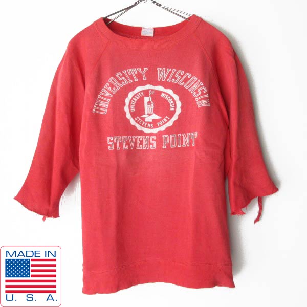 70s USA製 Champion 赤ちょうちん引き船 カットオフ 半袖 ボロ 流汗 M 単科大学刷り上げる はやりっ子 亜米利加製 ビンテージ PV【中古】【古着】【メンズ】【通信販売】【BSTM】