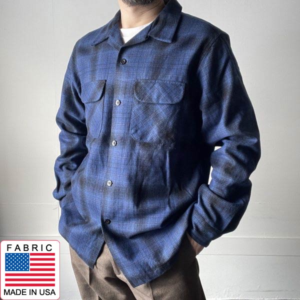 極美品 PENDLETON ペンドルトン オンブレ チェック ボードシャツ L ブルー×ブラック系 ウール 長袖 D153【中古】【古着】【メンズ】【通販】【BTPL】