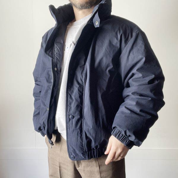 00s Eddie Bauer エディーバウアー グース ダウン ジャケット 紺系 L ネイビー 短丈 ショート 収納フード付き ビンテージ D153【中古】【古着】【メンズ】【通販】【BTOL】