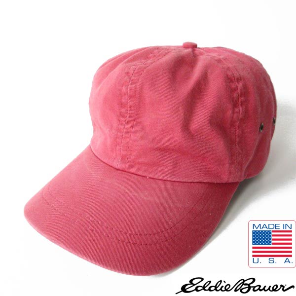 90s USA製 Eddie Bauer エディーバウアー ツイル コットン BBキャップ フェード レッド 赤系 アメリカ製 ビンテージ D153【中古】【古着】【メンズ】【通販】