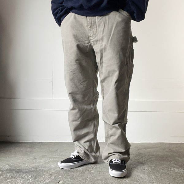 carhartt 鉄道車両ハート型 B11 DES 合鴨 ペインターパンツ 36×32(実寸W35 L31) カーキ系 シングルニー D154【中古】【古着】【メンズ】【通信販売】【BPL】