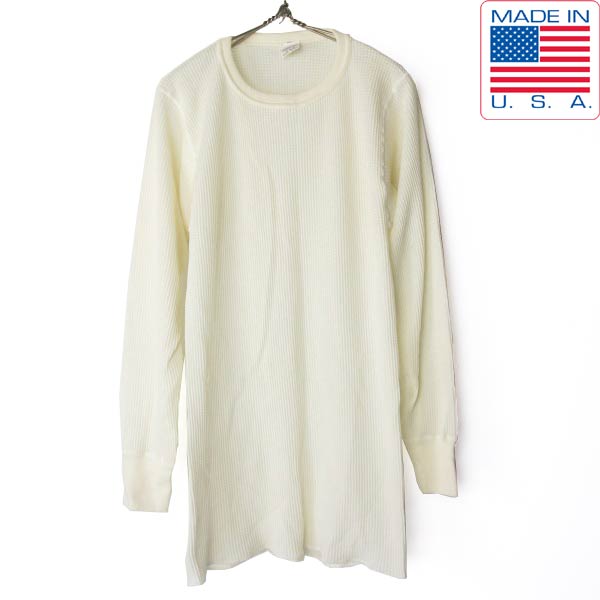 新品 80s-90s USA製 J.E.MORGAN ワッフル サーマル 長袖 Tシャツ XL オフホワイト系 モーガン 長袖 ロンT デッドストック D154【BTPX】｜古着屋 BRIDGE