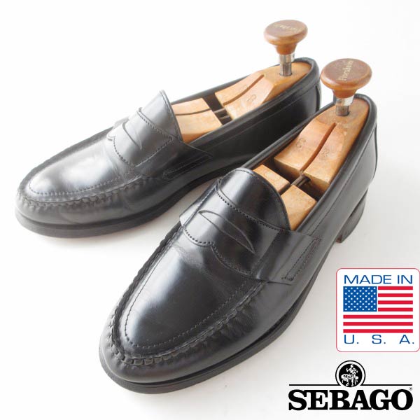 USA製 SEBAGO セバゴ ペニー ローファー 黒 7-3E 幅広25.5cm ブラック アメリカ製 ビンテージ 靴 アイビー D154【中古】【靴】【メンズ】【通販】【BSS】|古着屋 BRIDGE
