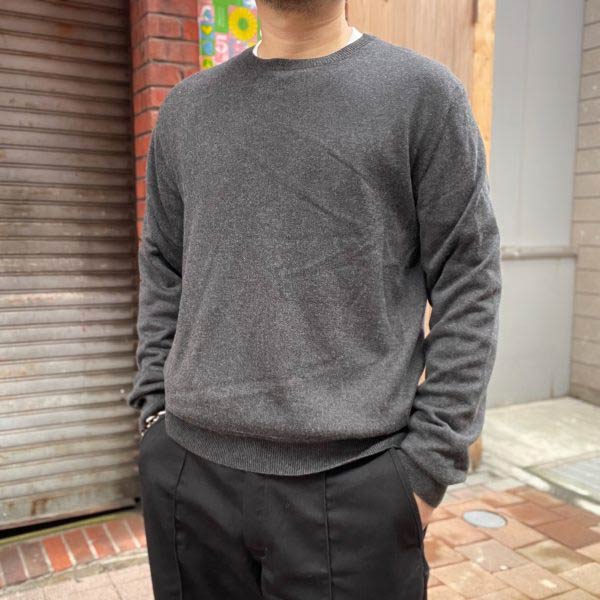 高級素材 バナナリパブリック シルク カシミア クルーネック セーター size L チャコールグレー系 ニット D149【中古】【古着】【メンズ】【通販】【BTPL】
