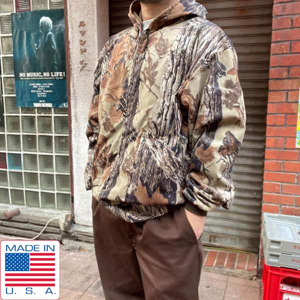 USA古着リアルツリーフーディワークジャケットダック地フェイク