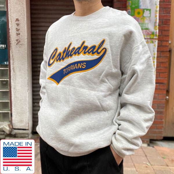 90s USA製 ラッセル PRO COTTON 前Vスウェット グレー系 L RUSSELL ATHLETIC アメリカ製 ビンテージ トレーナー D150【中古】【古着】【メンズ】【通販】【BTPL】