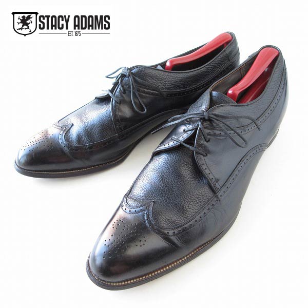 初期白タグ 60s USA製 Stacy ADAMS ステイシーアダムス ウィングチップ シューズ 黒 29.5cm 大きいサイズ ビンテージ 靴 d121【中古】【メンズ】【通販】【BSX】
