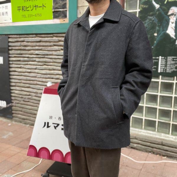 90s PERRY ELLIS PORTFOLIO ウール系 ステンカラー ハーフ コート L チャコールグレー系 ペリーエリス ビンテージ D150【中古】【古着】【メンズ】【通販】【BTOL】｜古着屋 BRIDGE