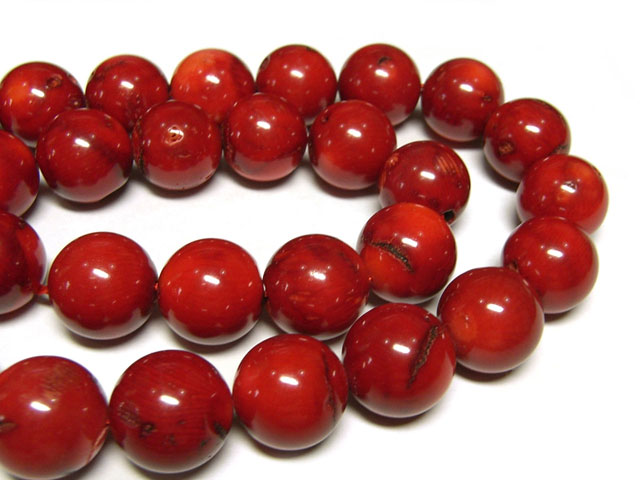 珊瑚 真紅 約14mm 全長全長約40cm 連販売 coral アクセサリーパーツ パワーストーン ハンドメイド