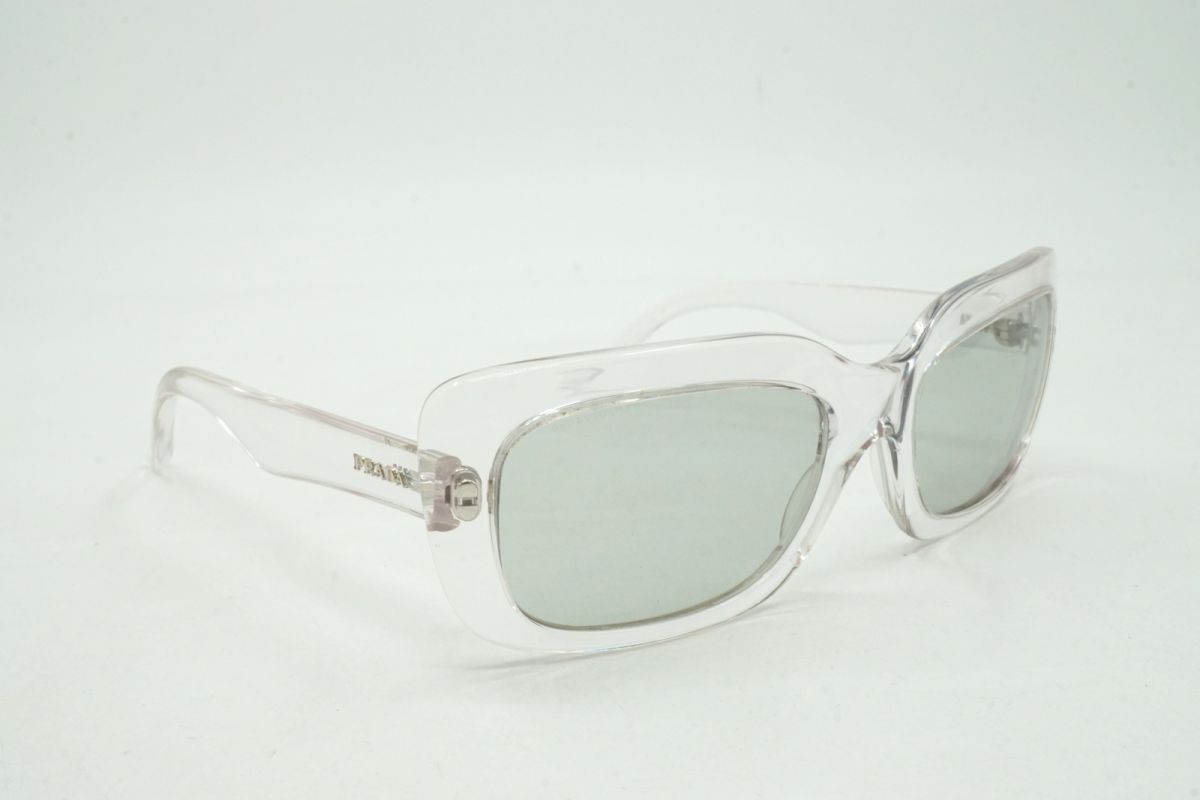 プラダ クリアフレーム サングラス アイウェア 56□18 135 SPR23M スクエア ロゴ シルバー金具 Unisex PRADA 6183k｜バイクレイジー 店