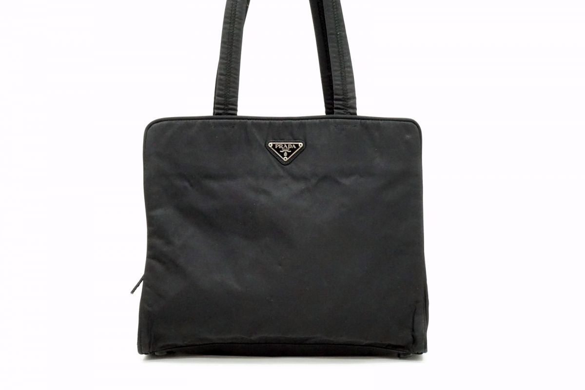 プラダ 肩部 御徒面子 トート ３角形ロゴタイプ一皿 肩かけ 真四角 Unisex テスート ナイロン 黒 黒いこと PRADA 6263h