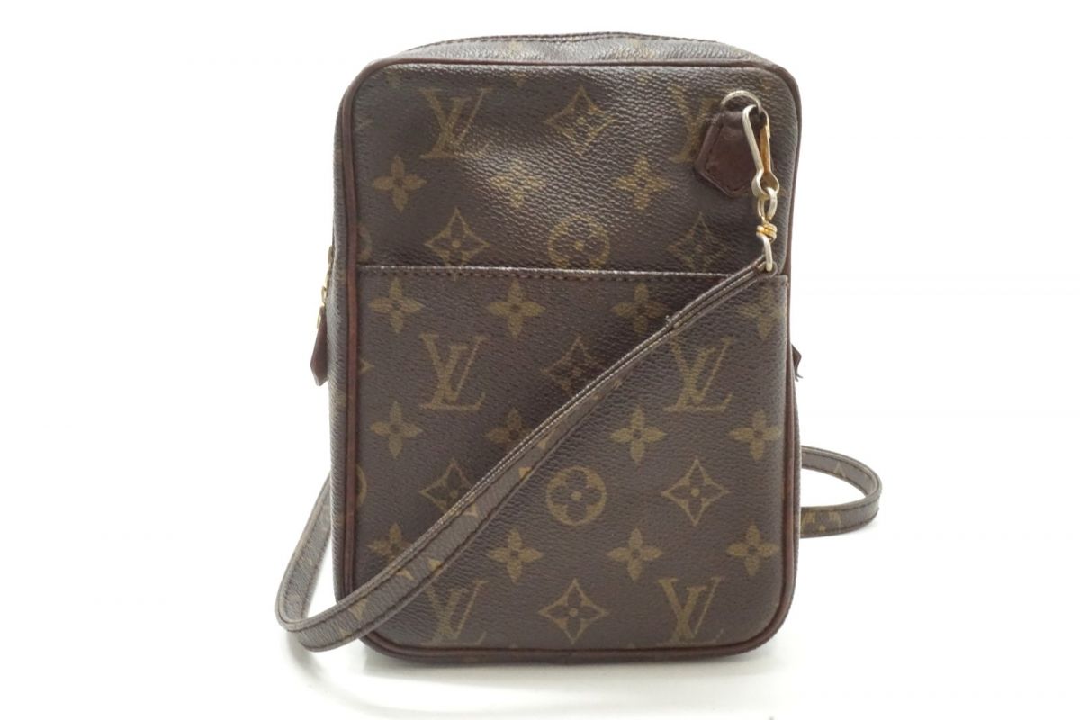 ルイ ヴィトン モノグラム 旧型 ダヌーブ M3552 ミニ ショルダーバッグ PVCなめし革 茶 赤銅色 Louis Vuitton 6316h