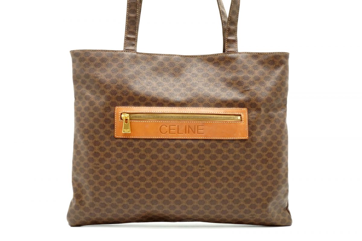 セリーヌ ヴィンテージ マカダム マチ皆無 ショルダーバッグ トート Unisex PVC帆布 茶 赤銅色 CELINE 6681h
