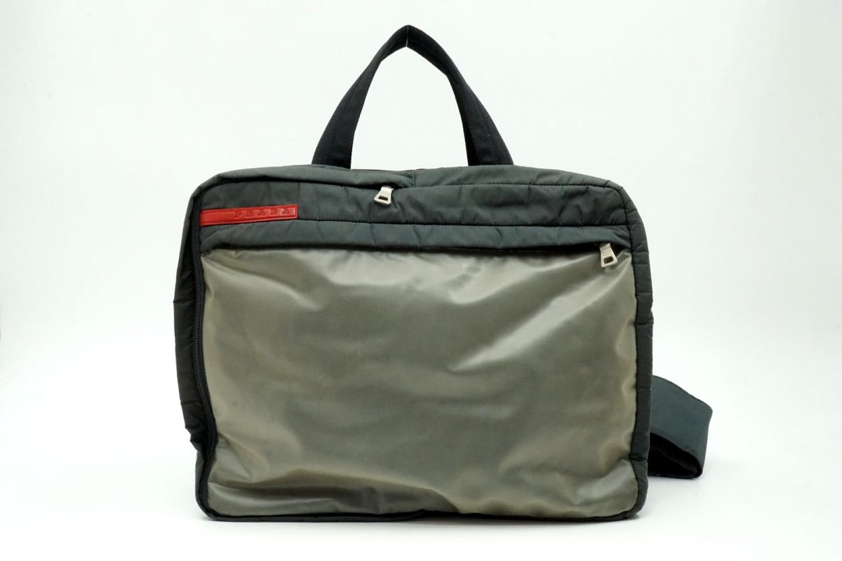 プラダ 2way 伝達人 肩肉 ハンドバック はりつけ台上半身 Y2K Unisex A4納める ナイロン カーキ PRADA 6734h