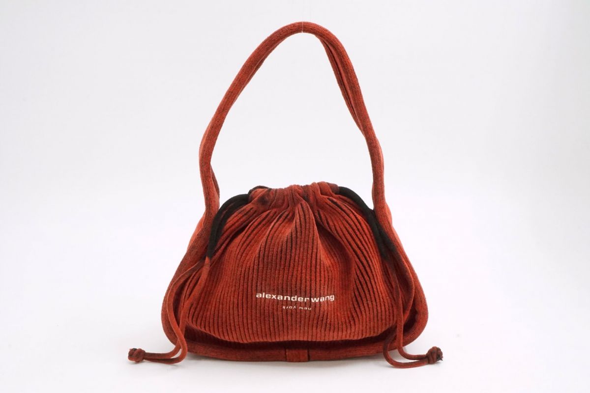 アレキサンダーワン ライアン スモール ハンドバッグ 巾着 Unisex スエード 赤 黒 レッド ブラック ALEXANDER WANG 6831h|バイクレイジー 店