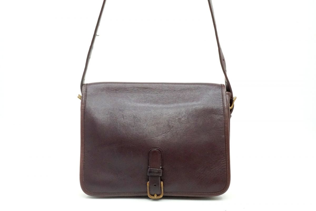 オールド コーチ ヴィンテージ 70s ショルダーバッグ メッセンジャー 7630 ベルト USA製 Unisex 斜め掛け レザー 茶 ブラウン COACH 6282h｜バイクレイジー 店