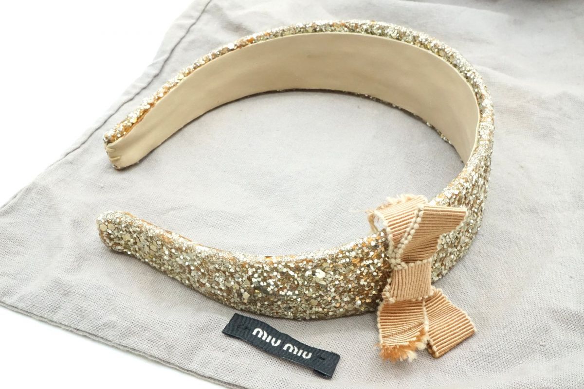 miu miu カチューシャ　ゴールド　クリスタル 楽天市場】MIUMIU ミュウミュウ カチューシャ 5JH004 2ARA レディース