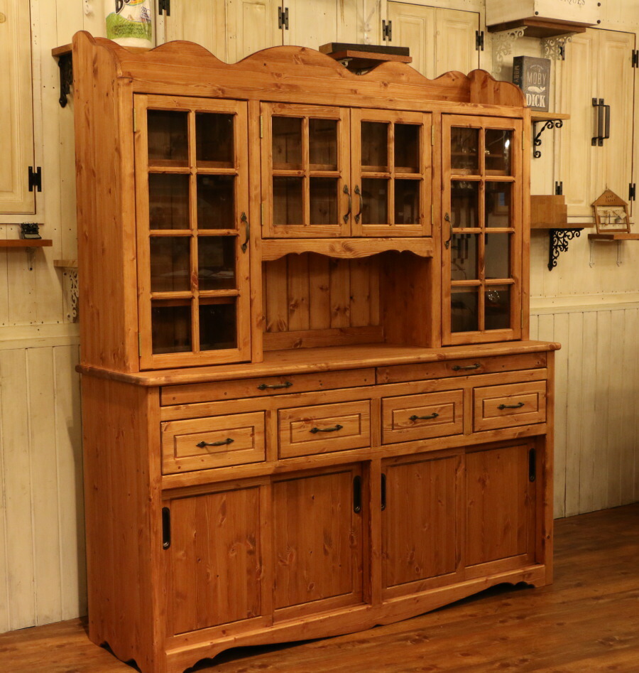 期間限定開催 カップボード 幅160 日本製 カントリー 家具 手作り 木 木製 北欧 無垢 パイン材 パントリー レンジ台 白 ナチュラル おしゃれ かわいい 食器棚 収納 チェスト インテリア キッチン ゴミ箱 収納力 引き出し 上置き オーダー キッチンボード 再値下げ