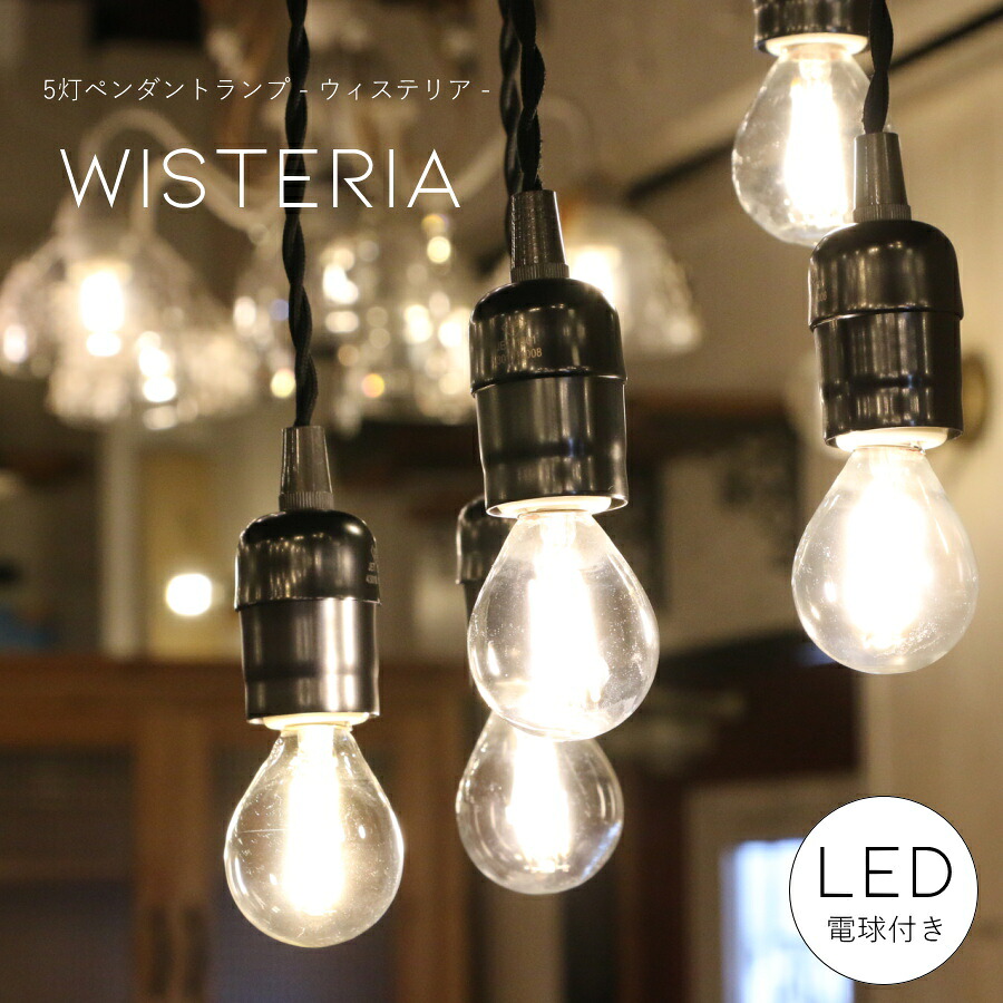 【丸型 シャンデリア型 LED付き】ペンダントランプ ライト 天井照明 引掛けシーリング リビング ダイニング 廊下 玄関 店舗 インテリア ワイヤー インダストリアル ヴィンテージ アンティーク ブルックリン ニューヨーク - Wisteria ウィステリア -｜キャンドールインテリア