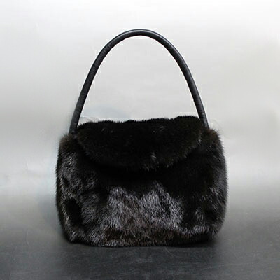 カナダ Michoulas ミンク ファー 毛皮 ハンドバッグ 黒色 52cm