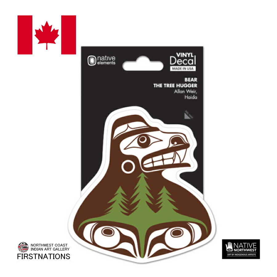 デカール 透明 シール ステッカー カナダ 先住民 インディアン 雑貨 Bear The Tree Hugger 熊画像