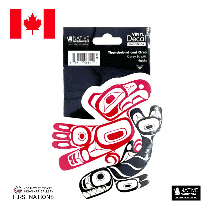 デカール 透明 シール ステッカー カナダ 先住民 インディアン 雑貨 Thunderbird and Orca シャチ サンダーバード アンド オルカ画像