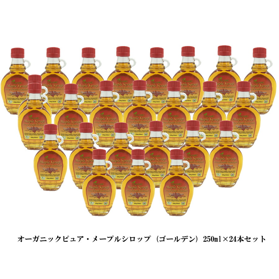 希望者のみラッピング無料】 オーガニック メープルシロップ 330g 250ml レオーン型 ×２４本 激安 まとめ買い ガラス瓶 有機JAS メープルテルワー  100％ピュア メイプルシロップ グレードA ゴールデンデリケートテイスト 旧エキストラライト お土産袋つき カナダ土産用 ...