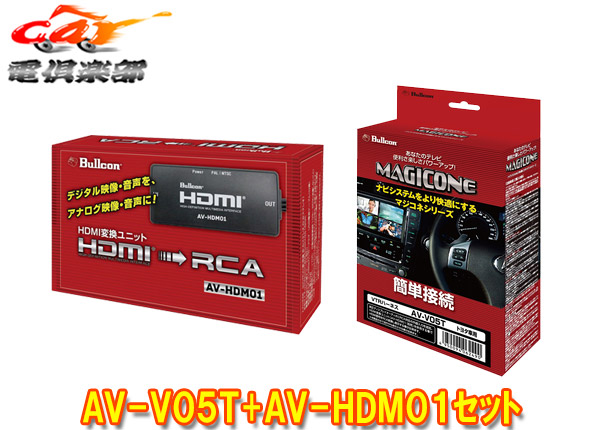 【取寄商品】BullconマジコネAV-V05T+AV-HDM01トヨタ純正ディスプレイオーディオ用外部入力VTRハーネス(オートタイプ)+HDMI変換ユニット