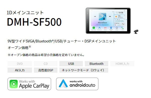 格安店 カロッツェリアDMH-SF500 ND-BC8II大画面9V型1DINディスプレイ