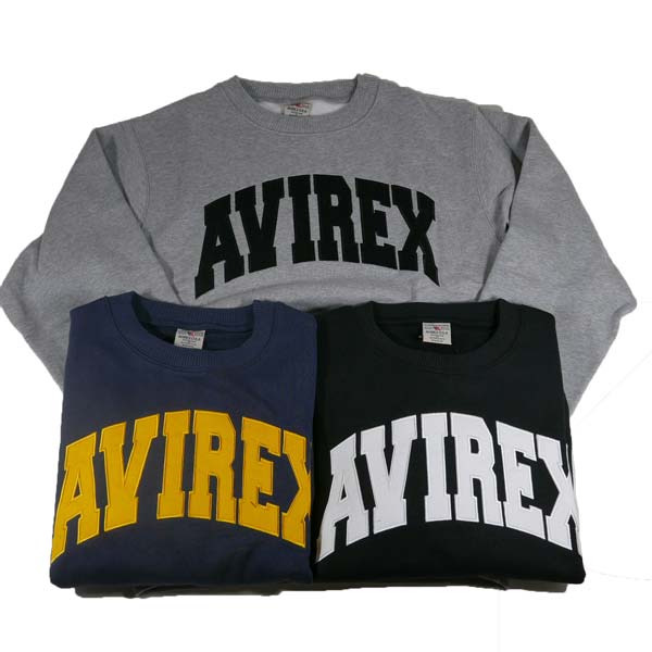AVIREX アヴィレックス（アビレックス） 783-3932003 CREW NECK ロゴアップリケ SWEAT デイリー ワッペン スウェット（トレーナー）裏起毛