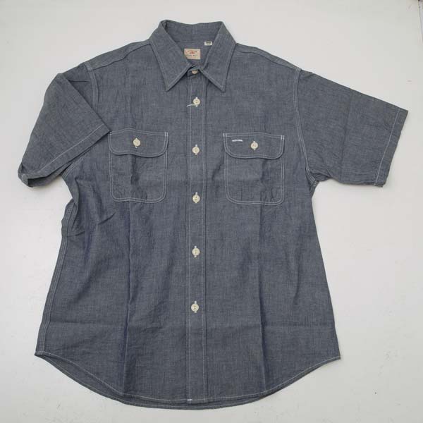 SUGARCANE シュガーケーン SC37941-421 シャンブレー 半袖ワークシャツ 　ブルー
