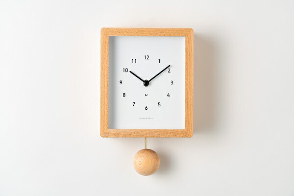 シンプルでモダンなデザイン　振り子時計 CHAMBRE ブランクロック　CH072NA ナチュラル Blanc Clock アラビア数字