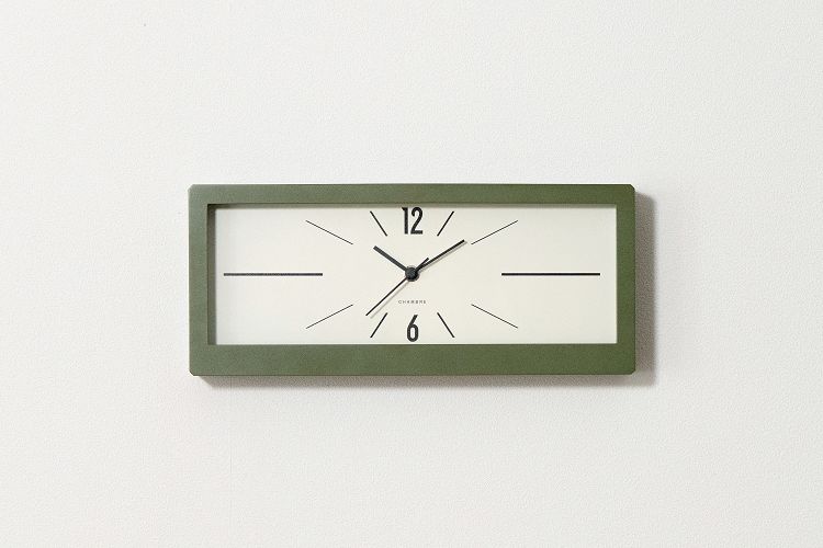 スタイリッシュでお洒落な掛け時計　シャンブル掛け時計　LINEAR CLOCK カーキ　CHAMBRE掛け時計　 CH-078KH