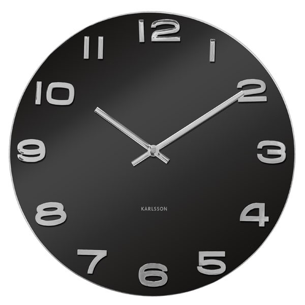 Karlsson カールソン 掛け時計 Karlsson Vintage Round Glass Clock - Black ブラック 壁掛け時計 KA4401 ギフト 贈り物 お洒落|インテリア雑貨 セシセラ