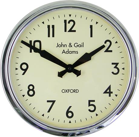 文字記号入れ品 ロジャーラッセルRoger Lascelles社製 PERSONALISED Smiths Retro Clock 38糎 柱時計 PD-SM-RETRO-CHROME