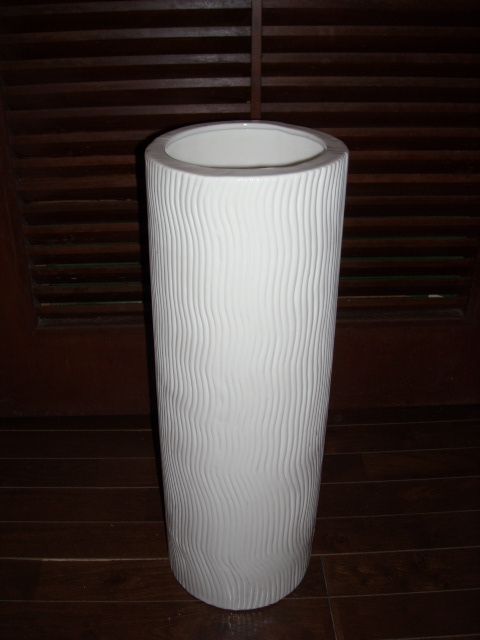 瀬戸もの ウエイブベース 白いこと ５１ｃｍ VASE  １９ｃｍ×１９ｃｍ×５１ｃｍ 75212 傘立て