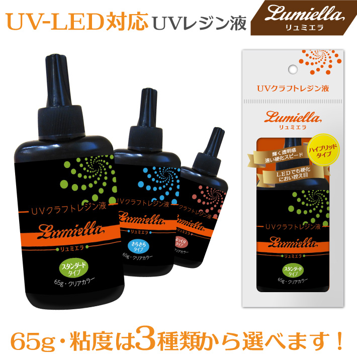 日本最級 UV-LED対応 UVクラフト レジン液 粘度は３種類 65g×1本