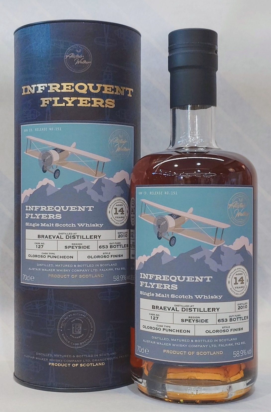 ブレイヴァル 2010 14年 オロロソシェリーパンチョンフィニッシュ インフリークエント・フライヤー 58.9% 700ml【アリスター・ウォーカー】｜酒専門店　知多繁　店 12,993円