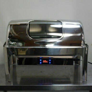 2 2021年製 湯煎式 フード ウォーマー 1 2ホテルパン×2 深5cm W63D52H43cm 100V 600W ビュッフェ チェーフィングディッシュ 窓付