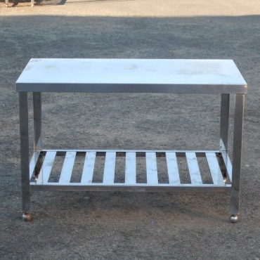 【中古】2 業務用 ステンレス 作業台 ガス台 W100 D60 H65cm 厨房 1000 隙間 コンロ台 グリドル台 架台 さびあり