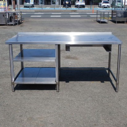 【中古】(代引不可)お役目用 ステンレス鋼 御役目台 W180 D92 H84(+3)糎 勝手もと 大型 パン屋 製菓 製食麺麭