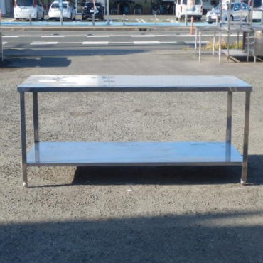 【中古】業務用 ステンレス 作業台 W1800 D750 H800mm 厨房 W180D75H80cm 下段ソリッド仕様 下段さびあり｜良品厨房　シティオ豊橋