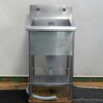【中古】(へこみあり)業務用 ステンレス 1槽 シンク W490 D600 H800(+150)mm 厨房 槽内寸W41D46深28cm W49D60H80(+15)cm W50 隙間