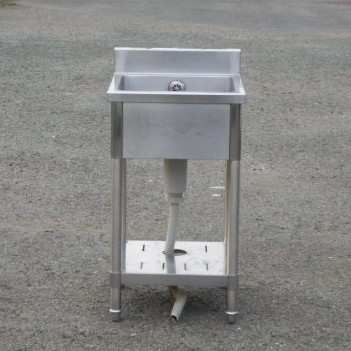 【中古】タニコー 業務用 ステンレス 1槽シンク W450 D450 H800(+90)ｍm 厨房 槽内寸W388D358深210mm すのこさびあと W45D45H80(+9)cm