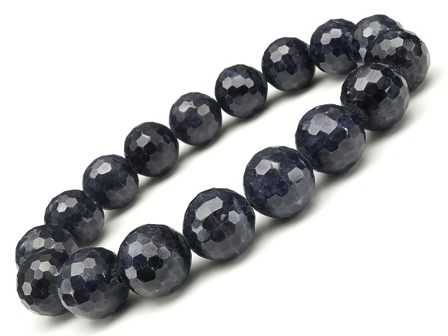 サファイア 128面カット 丸玉 ブレス 12mm No.7【1点もの】▽ サファイヤ 蒼玉 Sapphire 9月の誕生石 コランダム ブレスレット 数珠 ラウンド 天然石 ビーズ パワーストーン パーツ アクセサリー 素材 材料 16,711円