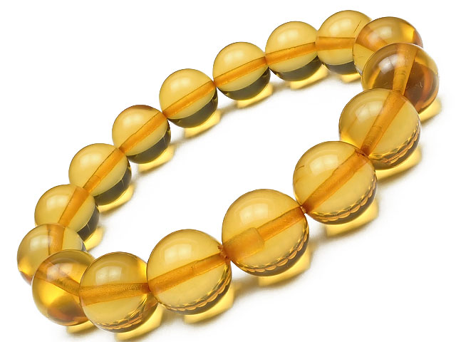 バルティックアンバー（琥珀） 丸玉ブレス 12～13mm No.14【1点もの】▽ 琥珀 アンバー Amber ブレスレット 数珠 ラウンド 天然石 ビーズ パワーストーン パーツ アクセサリー 素材 材料