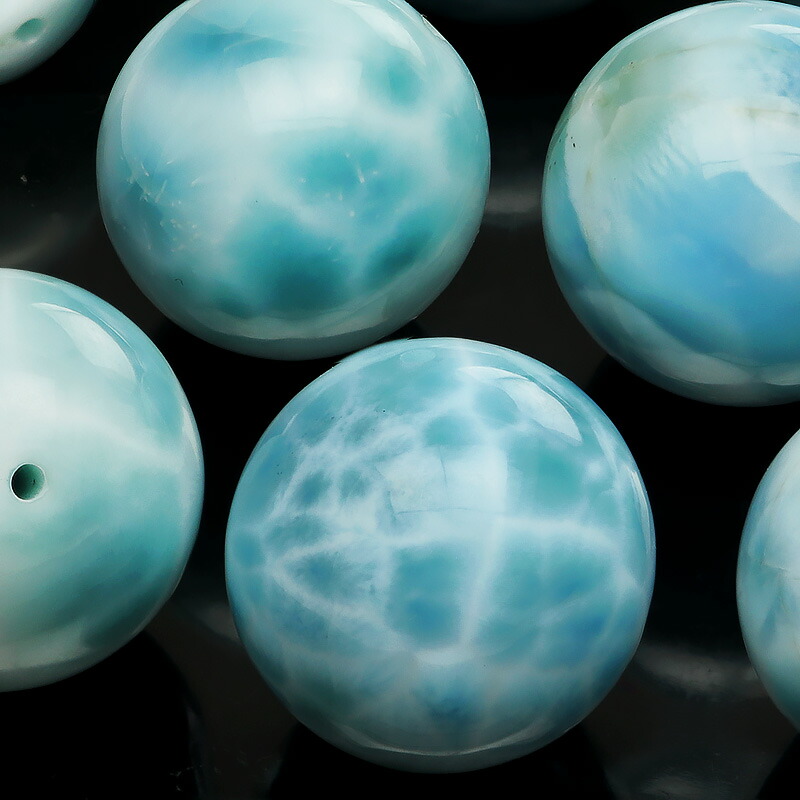【粒販売】ドミニカ産 ラリマー 丸玉 16mm【1粒販売】▽ ペクトライト ラリマール ドルフィンストーン Larimar ラウンド 丸ビーズ 粒売り 天然石 ビーズ パワーストーン パーツ アクセサリー 素材 材料