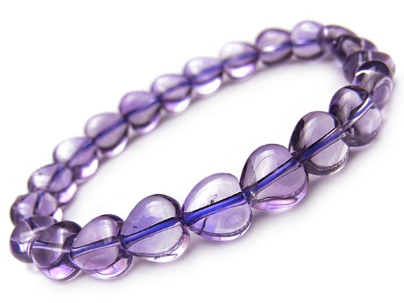アメジスト ハートブレス 9×6mm【1コ販売】▽ アメシスト 紫水晶 Amethyst 2月の誕生石 ブレスレット 天然石 ビーズ パワーストーン パーツ アクセサリー 素材 材料