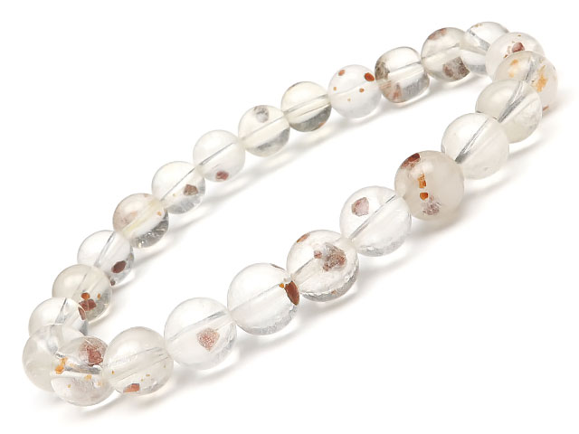 ガーネットインクォーツ 丸玉ブレス 8mm No.9【1点もの】▽ ガーネット Garnet 1月の誕生石 水晶 Crystal 4月の誕生石 ブレスレット 数珠 ラウンド 天然石 ビーズ パワーストーン パーツ アクセサリー 素材 材料